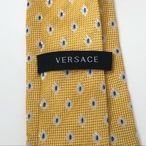 Versace Gold Blue Floral Silk Skinny Tie EUC 3”